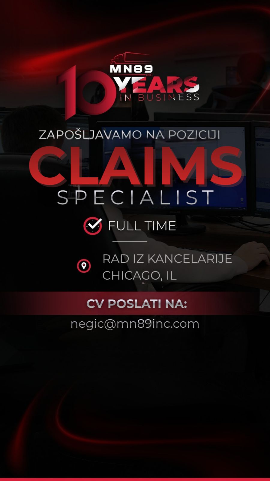 ZAPOSLJAVAMO NA POZICIJI CLAIMS SPECIALIST