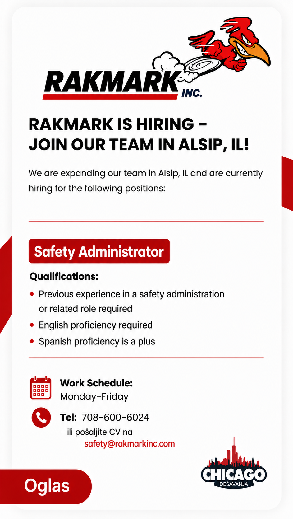 Rakmark is hiring – join our team in Alsip, IL